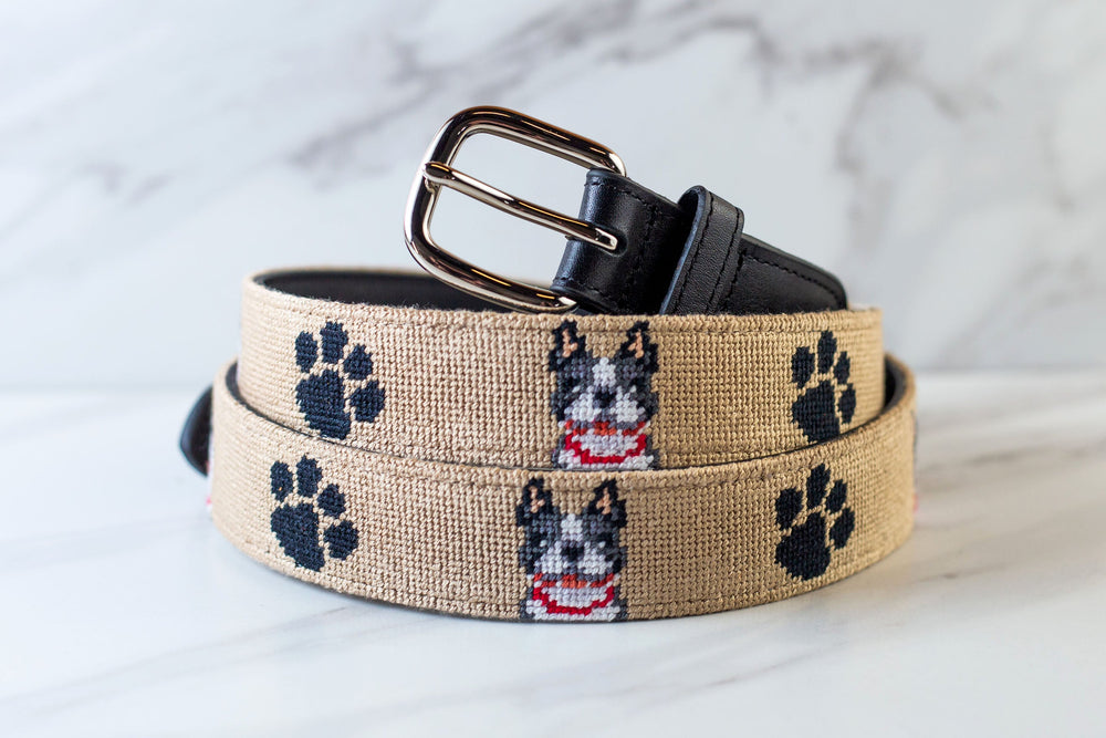 Boston Terrier Paw Needlepoint Belt 2