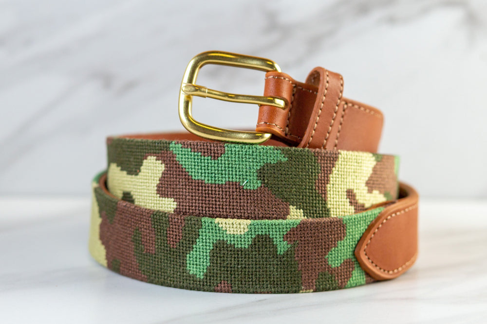 Camouflage Green Needlepoint Belt 2