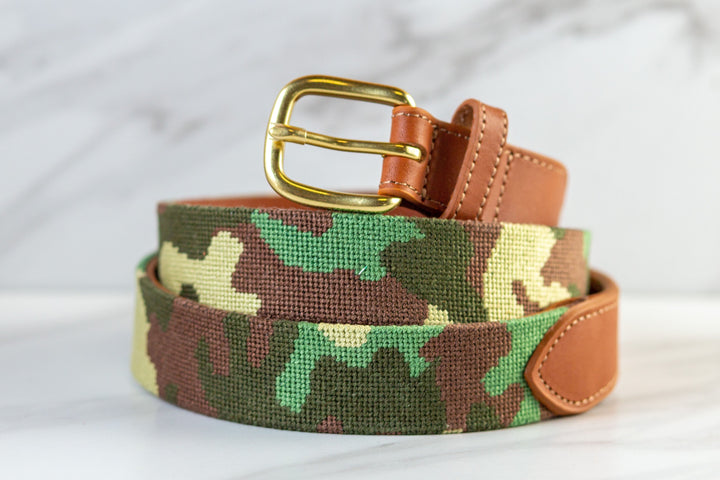 Camouflage Green Needlepoint Belt 2