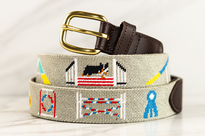 Dog Agility Competition Needlepoint Belt