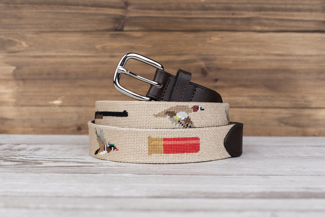 Duck Hunting Needlepoint Belt