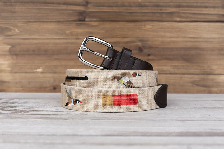 Duck Hunting Needlepoint Belt
