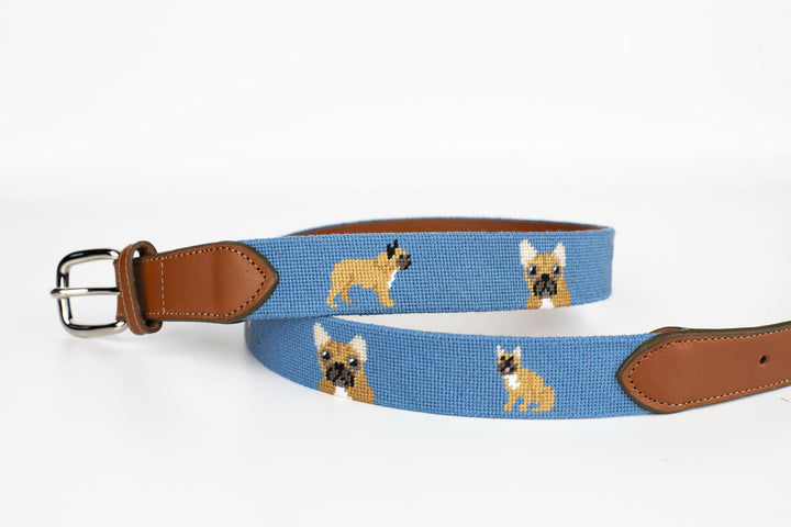 French Bulldog Needlepoint Belt