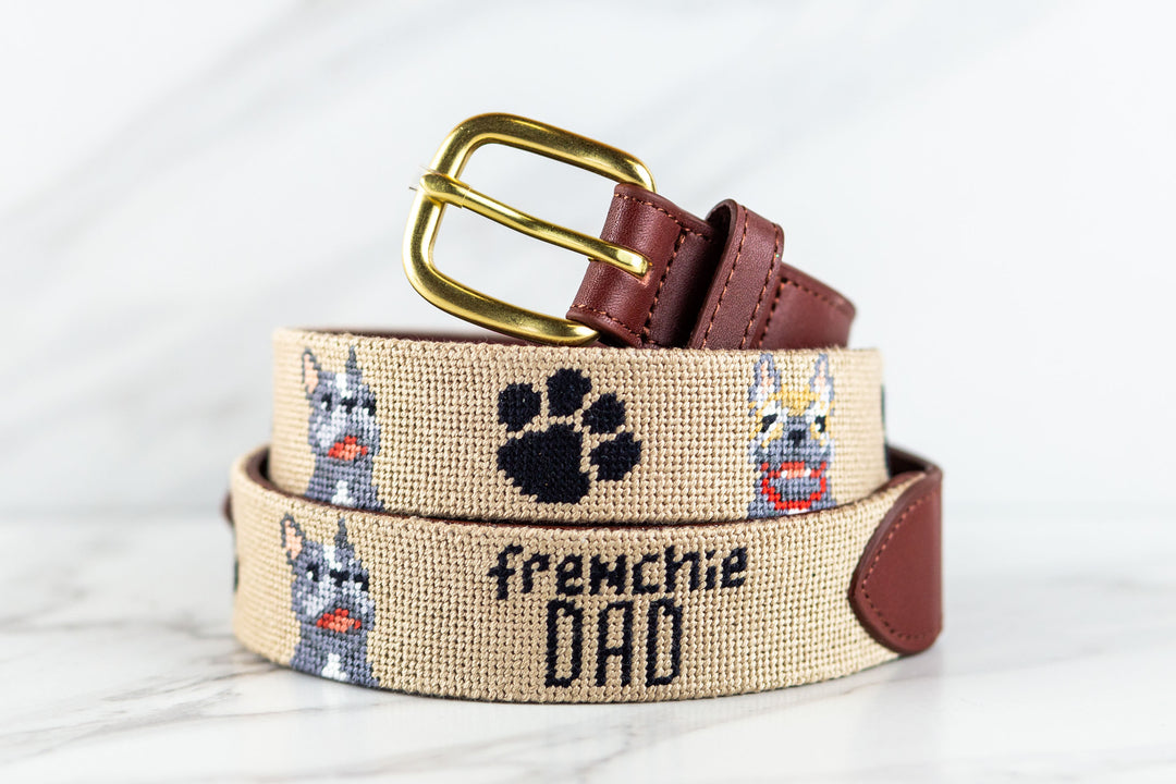Frenchie Dad Needlepoint Belt