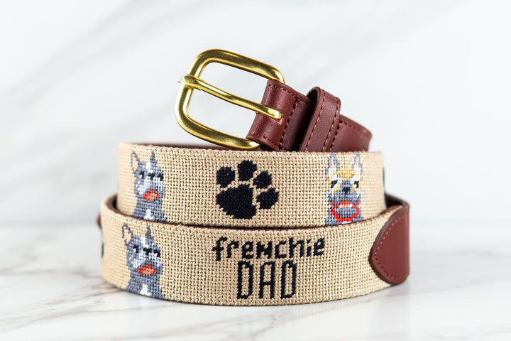 Frenchie Dad Needlepoint Belt