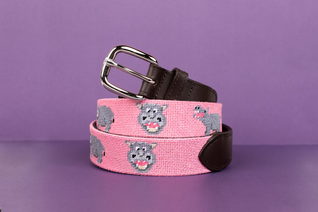 Hilarious Hippo Needlepoint Belt