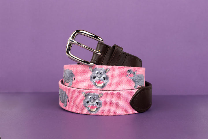 Hilarious Hippo Needlepoint Belt
