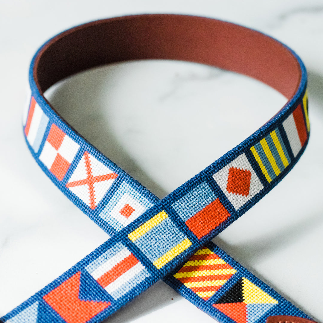 Maritime Signal Flag Needlepoint Belt