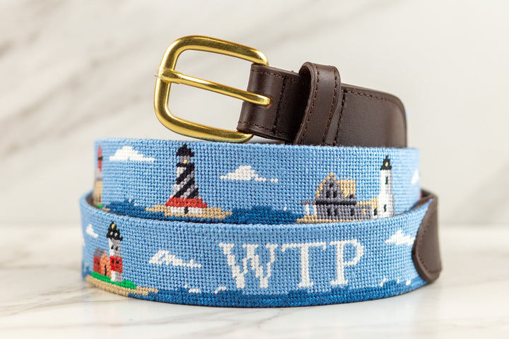 New England Lighthouses Needlepoint Belt