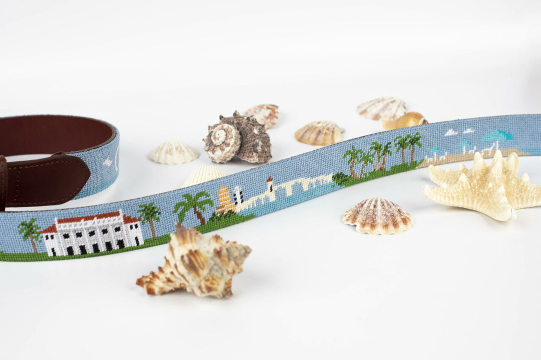 Palm Beach Landscape Needlepoint Belt