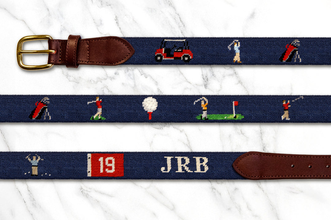 Perfect Golf Swing Needlepoint Belt