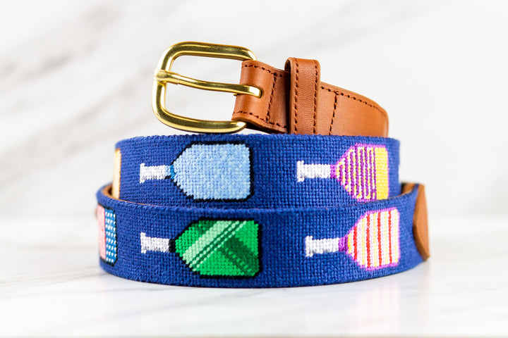 Pickleball Paddles Needlepoint Belt