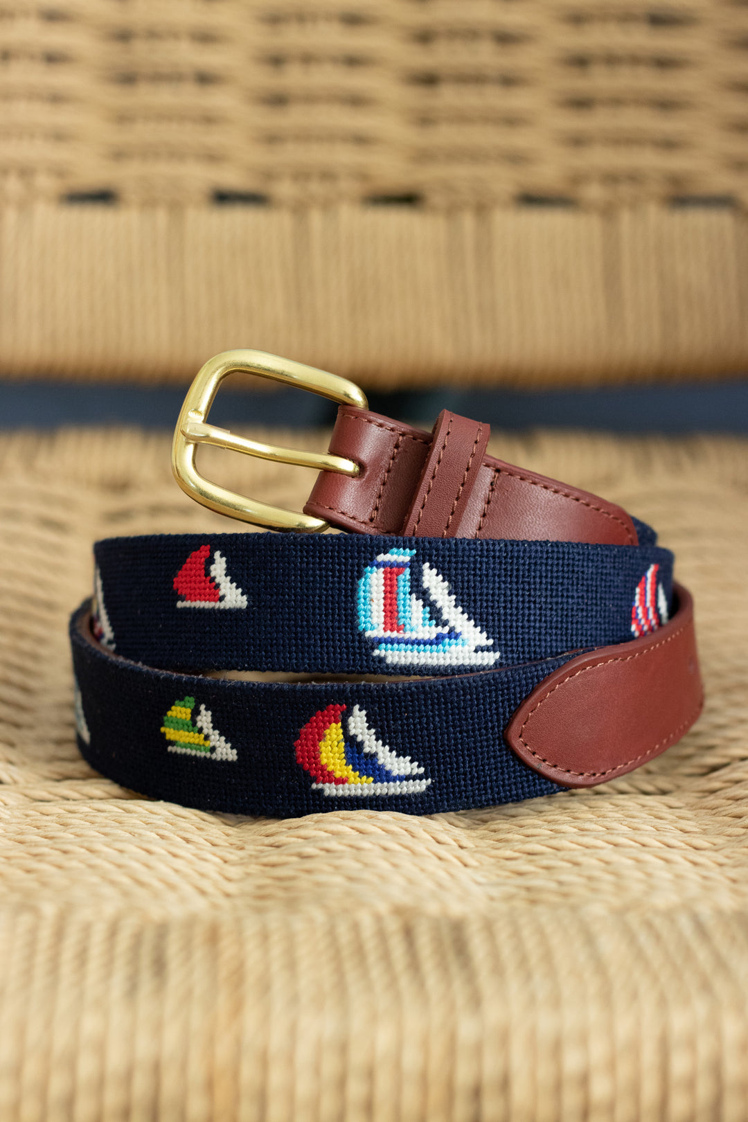 Preppy Sailing Regatta Needlepoint Belt