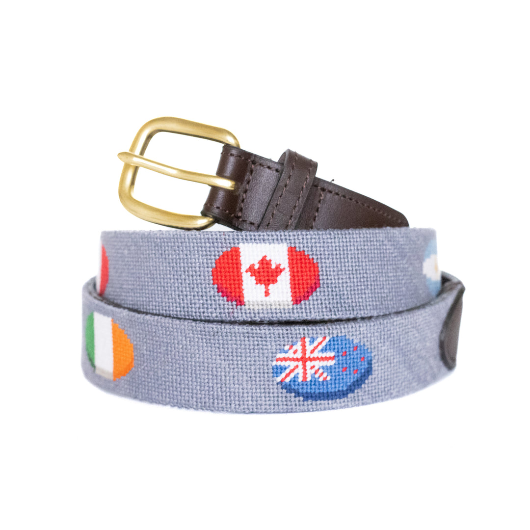 Rugby Nations Needlepoint Belt
