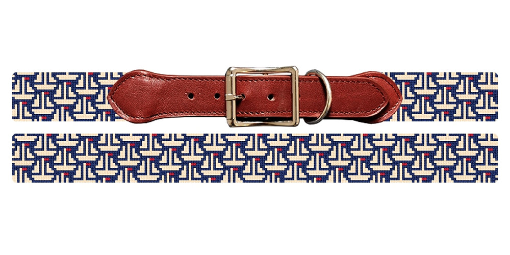 Sail Away Needlepoint Dog Collar