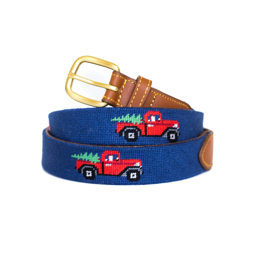 Santa's Red Truck Needlepoint Belt