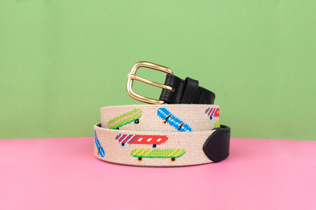 Skateboard Needlepoint Belt