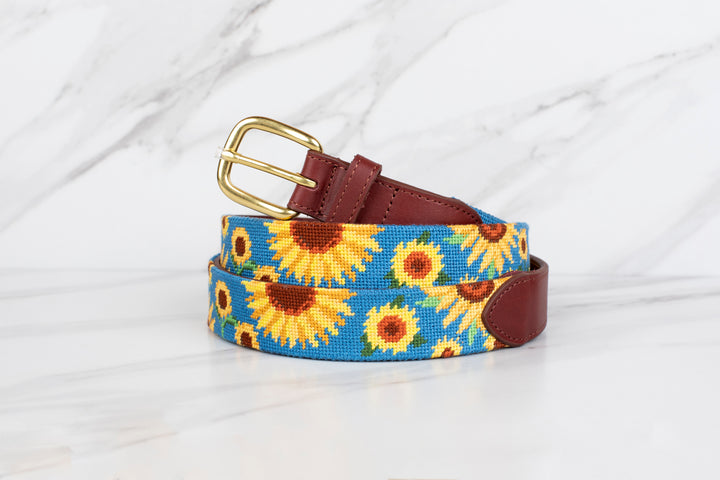 Summer Sunflower Needlepoint Belt