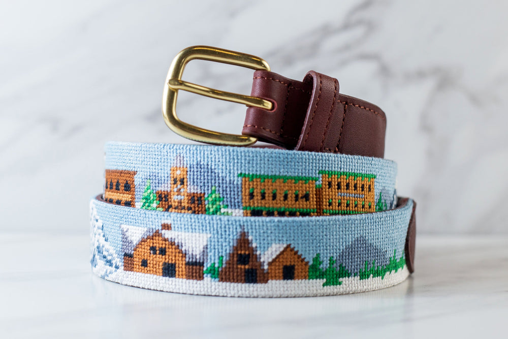 Telluride Colorado Skiing Needlepoint Belt 2