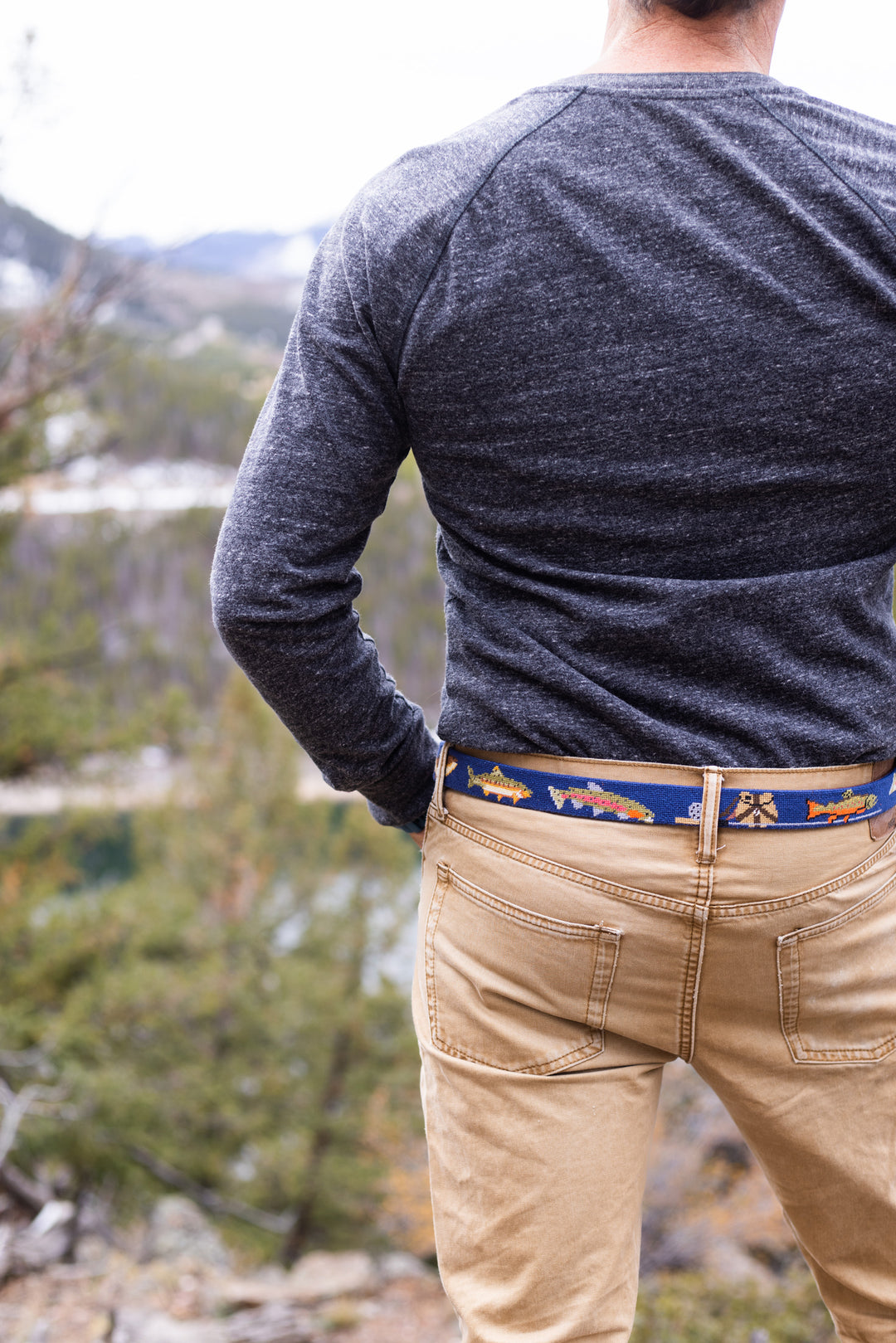Trout Fishing Needlepoint Belt