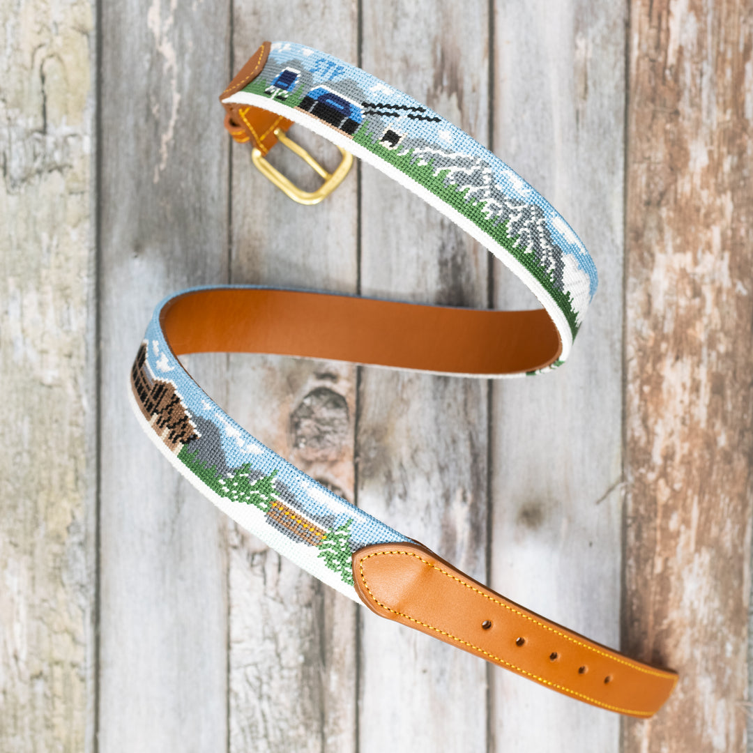 Vail Colorado Skiing Needlepoint Belt