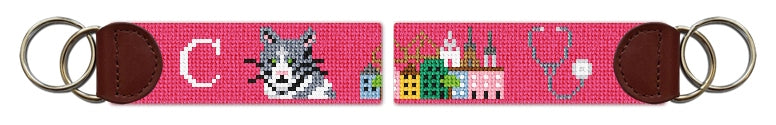 Custom Needlepoint Key Fob