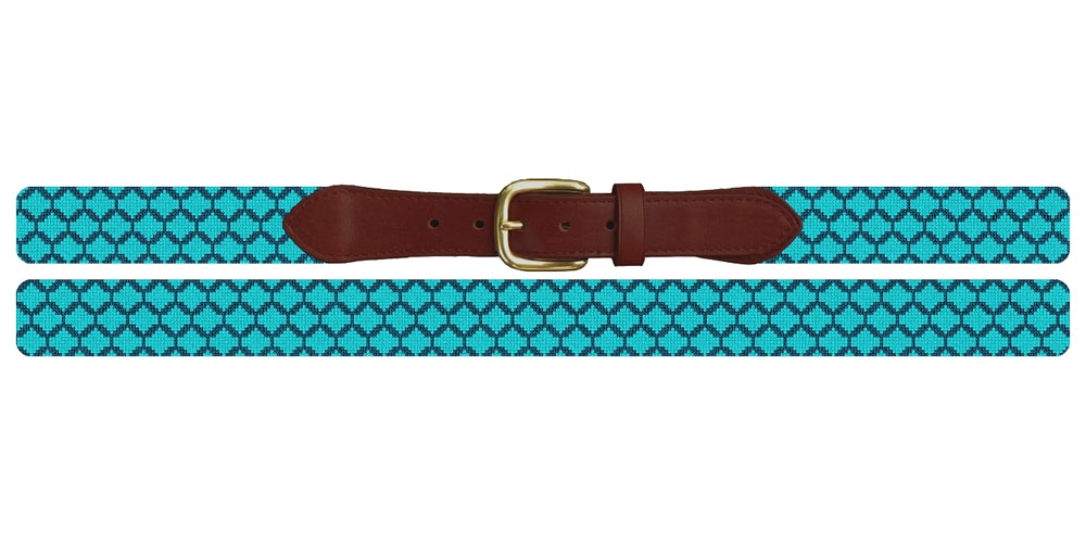 Aqua Honeycomb Needlepoint Belt