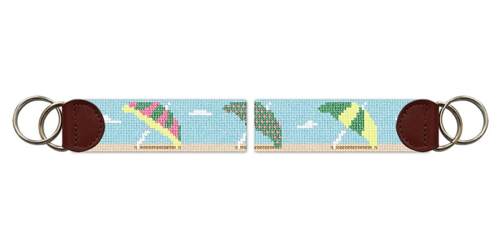 Beach Umbrellas Needlepoint Key Fob