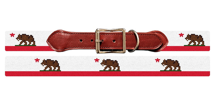 Big California Flag Needlepoint Dog Collar