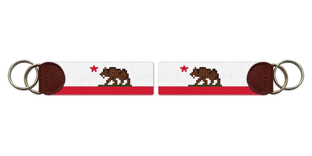 Big California Flag Needlepoint Key Fob