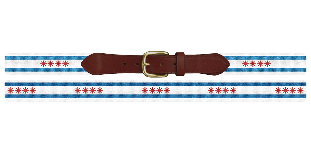 Big Chicago Flag Needlepoint Belt