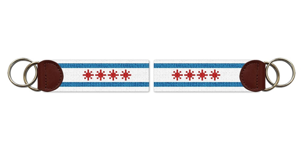 Big Chicago Flag Needlepoint Key Fob
