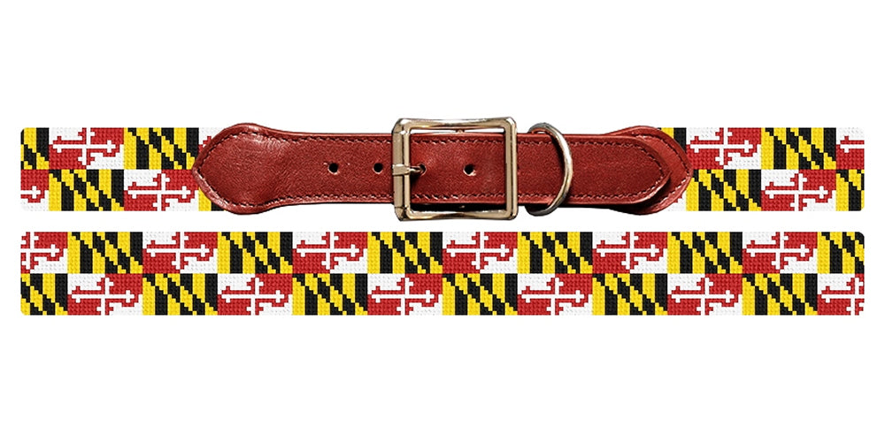 Big Maryland Flag Needlepoint Dog Collar