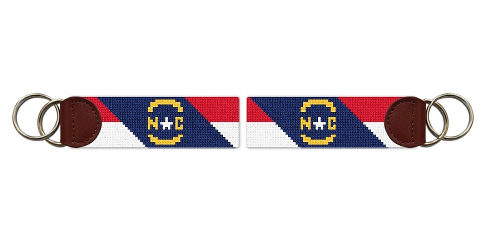 Big North Carolina Flag Needlepoint Key Fob