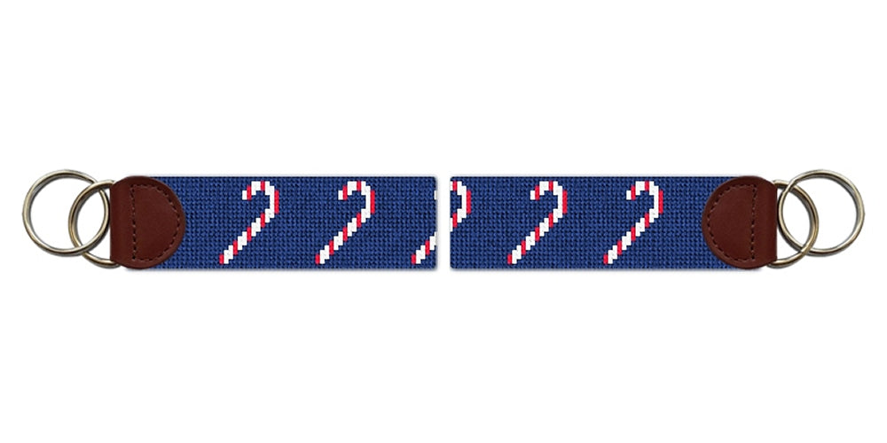 Christmas Candy Cane Needlepoint Key Fob