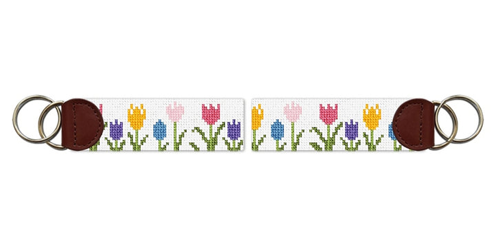 Dancing Tulips Needlepoint Key Fob