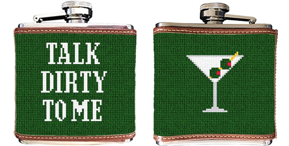 Dirty Martini Needlepoint Flask