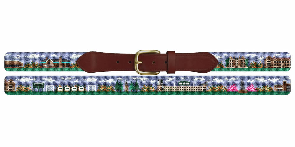 East Lansing Michigan Landscape Needlepoint Belt