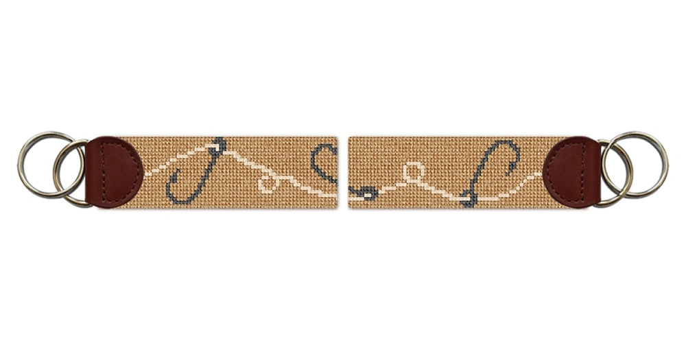 Fishhooks Needlepoint Key Fob