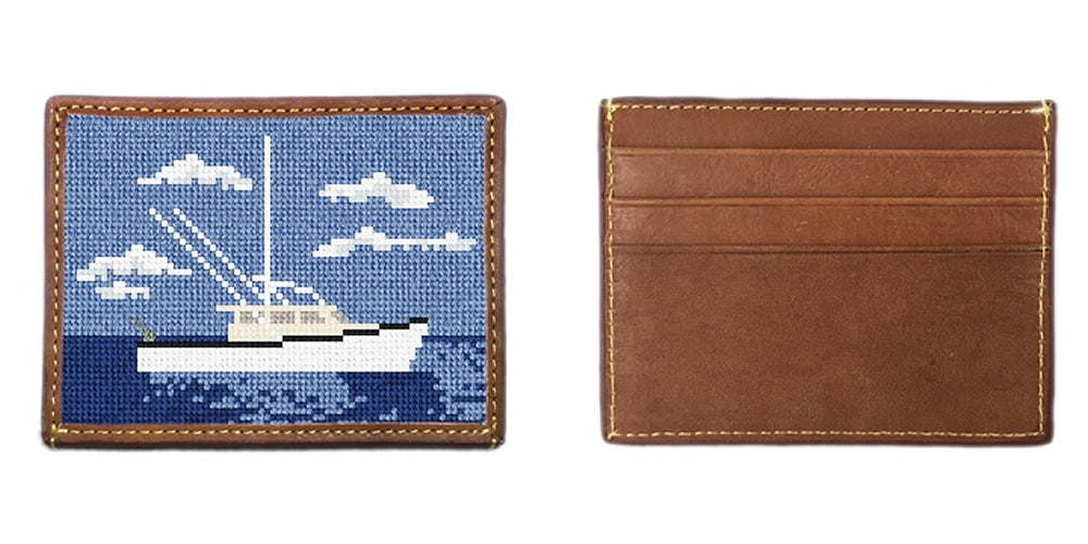 Fishing Trawler Needlepoint Card Wallet