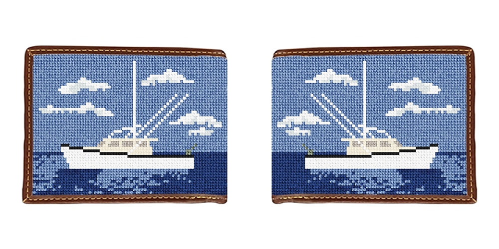 Fishing Trawler Needlepoint Wallet