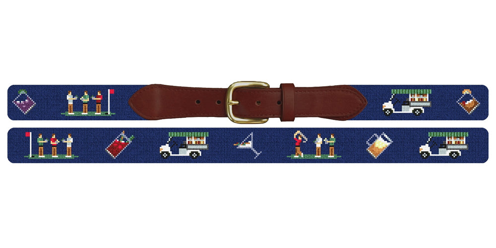 Golfer's Bar Cart Needlepoint Belt