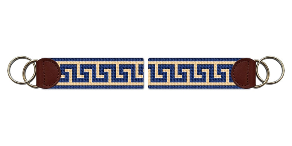 Greek Key Needlepoint Key Fob