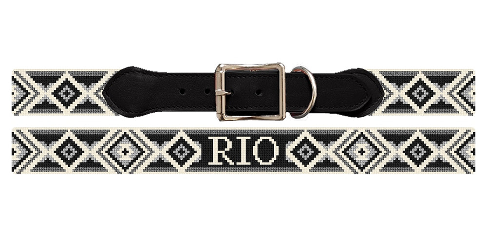 Grey Flannel Needlepoint Dog Collar