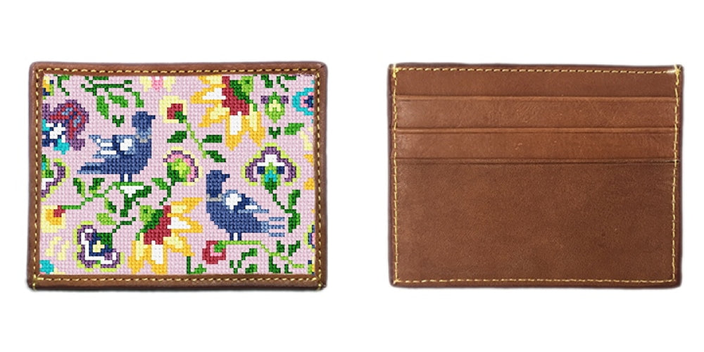 Jacobean Floral Needlepoint Card Wallet
