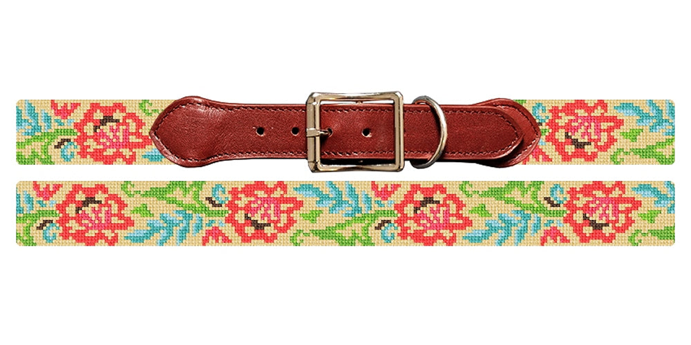 Lacy Floral Needlepoint Dog Collar