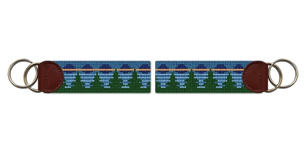 Mountain Moonlight Needlepoint Key Fob