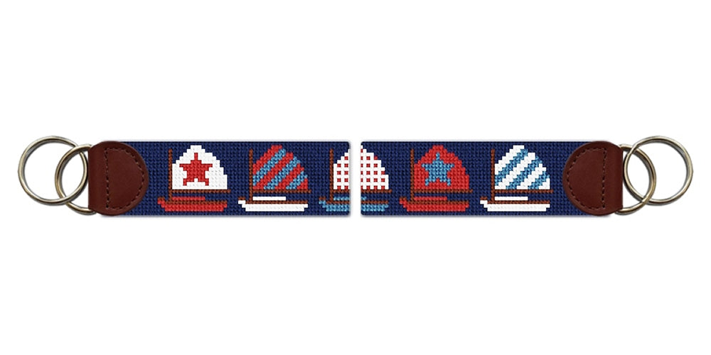 Patriotic Dinghies Needlepoint Key Fob