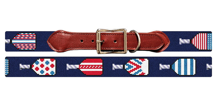 Patriotic Pickleball Needlepoint Dog Collar