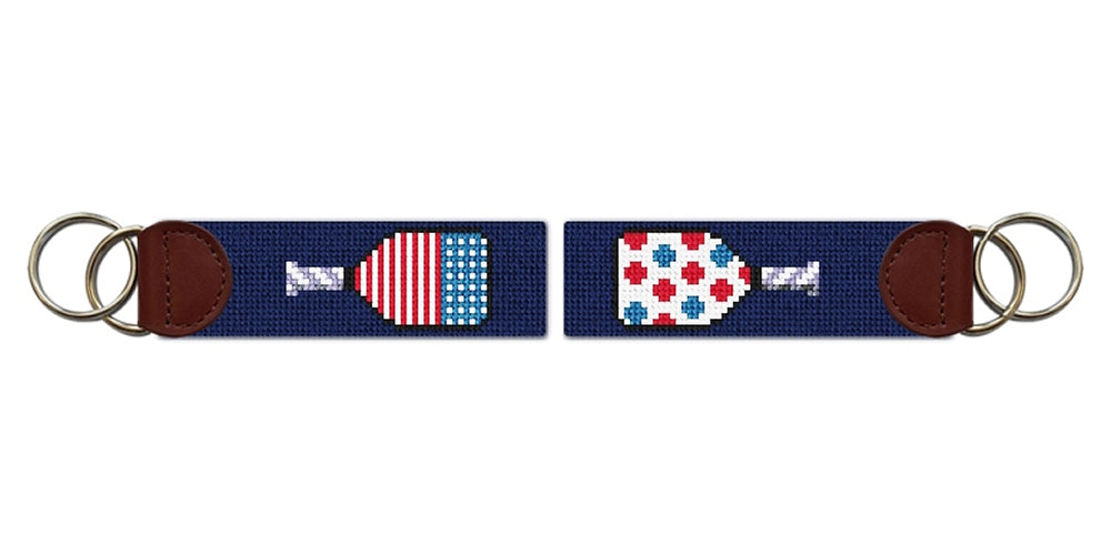 Patriotic Pickleball Needlepoint Key Fob